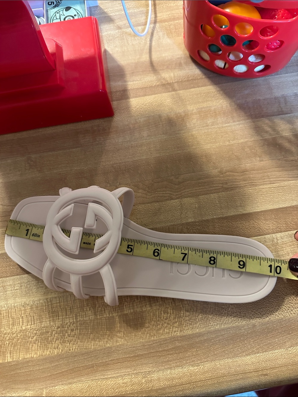 GG Gucci Cream Interlocking rubber Slide Sandals - Picture 6 of 6